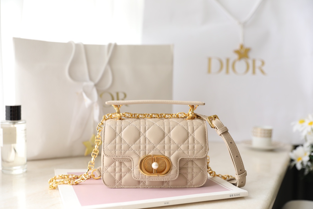 Dior Bags Handbags Apricot Color White Cowhide Resin