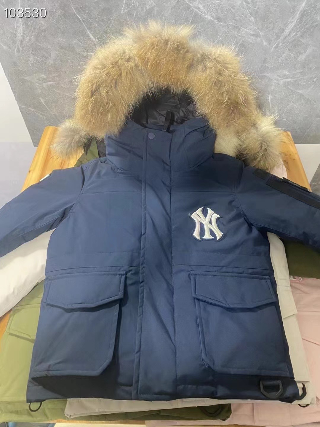 图片[2]-MLB洋基队童装羽绒服 颜色：藏蓝 军绿色 黑色 粉色 米白 尺码：110-160码-选品中心