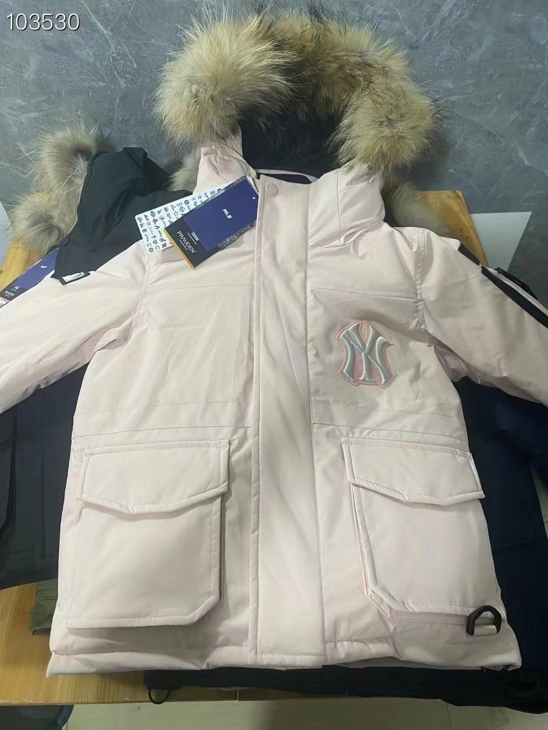 图片[6]-MLB洋基队童装羽绒服 颜色：藏蓝 军绿色 黑色 粉色 米白 尺码：110-160码-选品中心