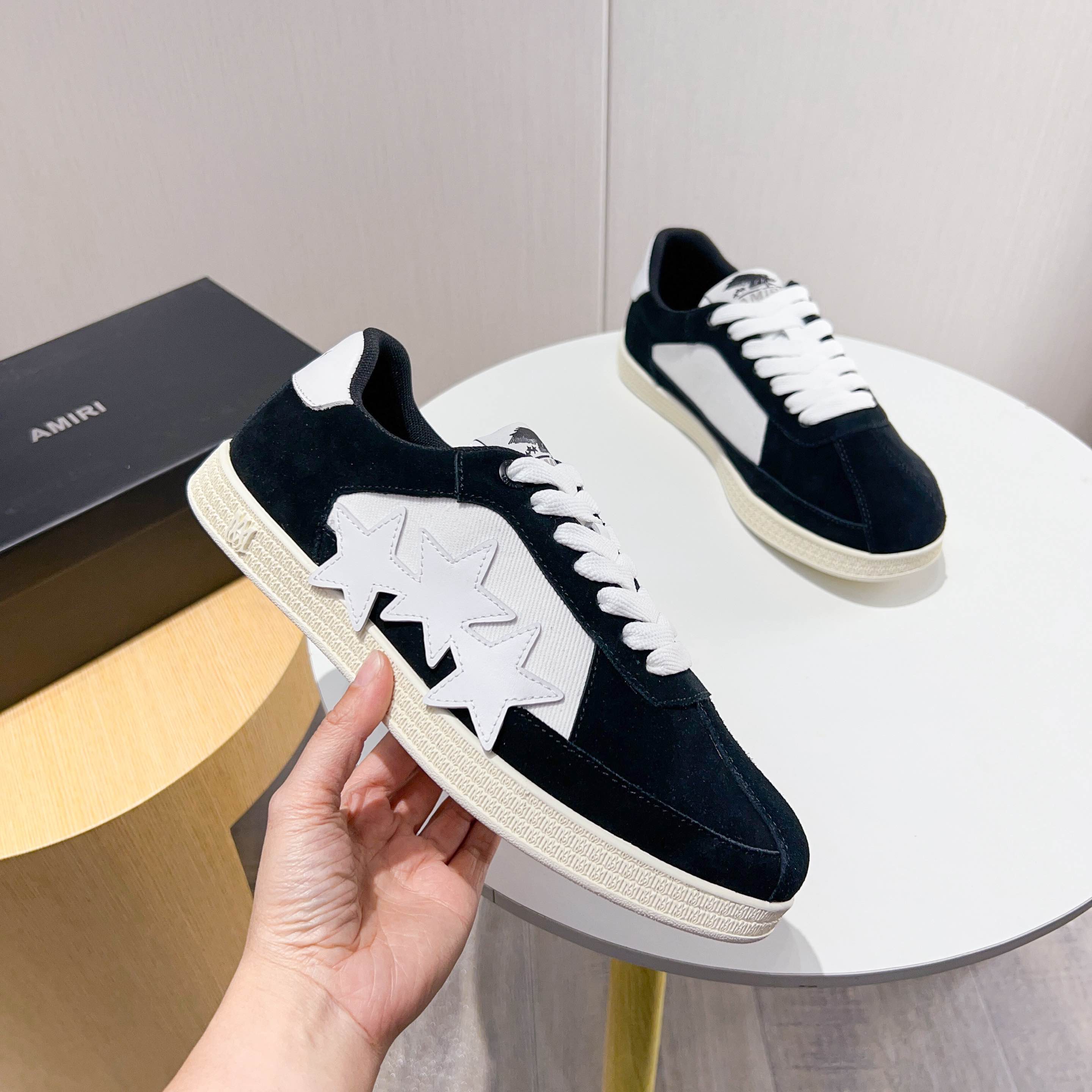 Amiri Low-Top Casual Sneakers in Premium Suede & Leather Star Design 1 Amiri Low-Top Casual Sneakers in Premium Suede & Leather Star Design
