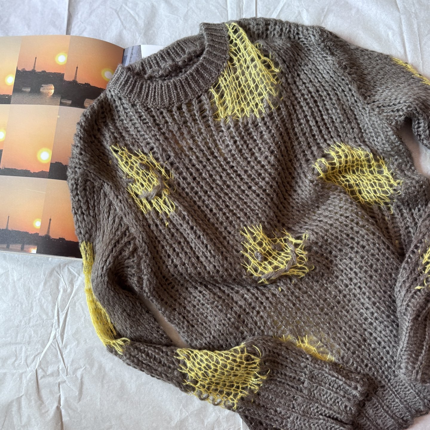 AC Smiley Face Dot Hollow Knitted Sweater Mohair Wool Blend Fabric 3 i1755664694998 4365 0 1