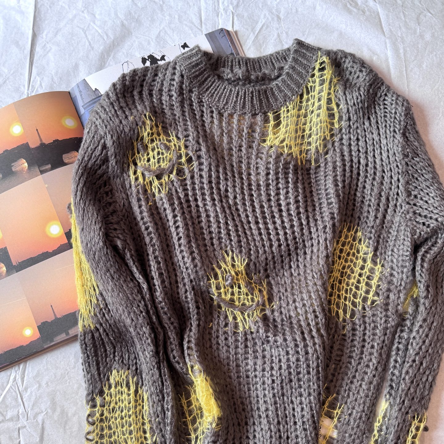 AC Smiley Face Dot Hollow Knitted Sweater Mohair Wool Blend Fabric 7 i1755664694998 6612 0 5