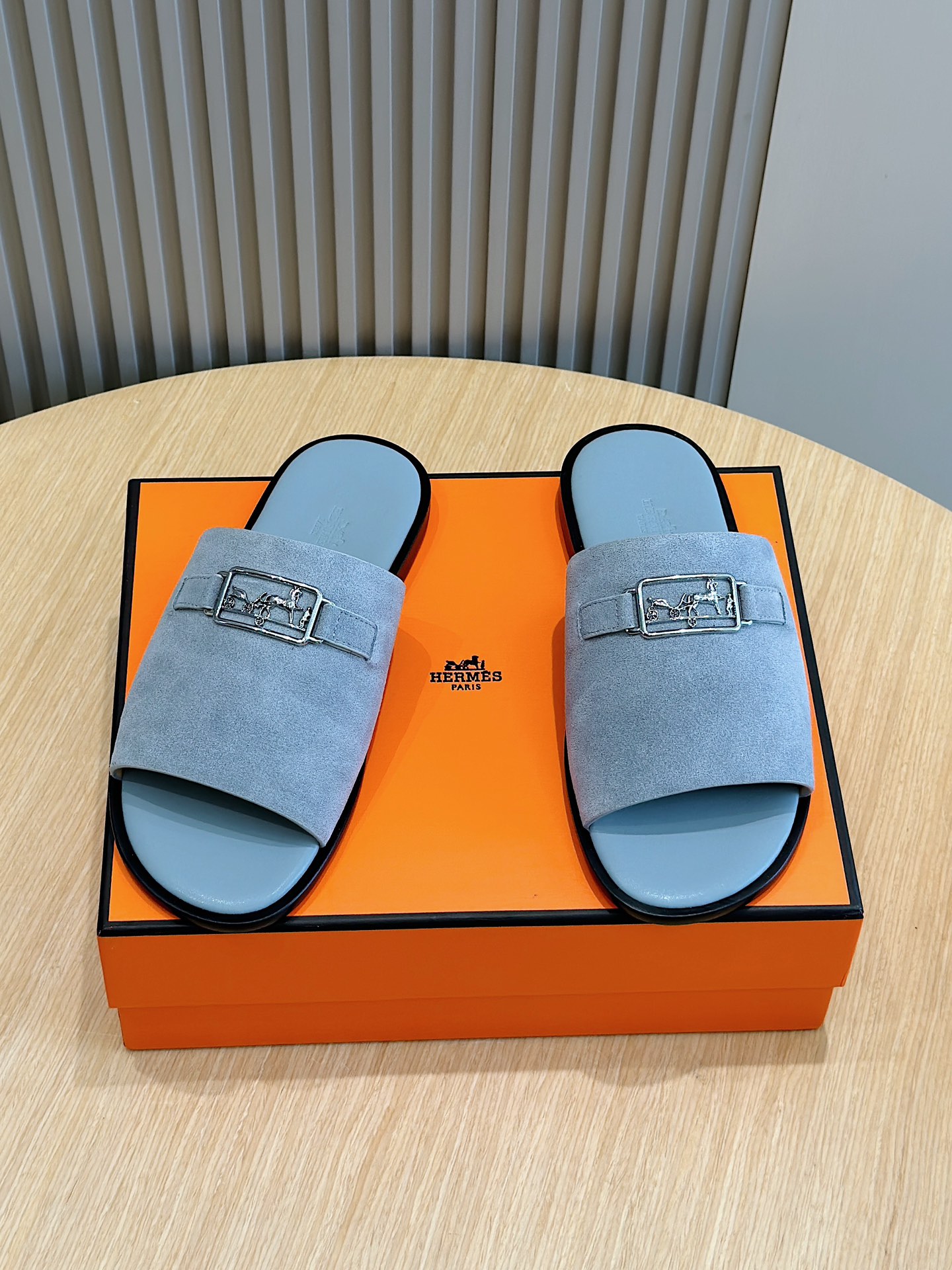 Hermes Zapatos Sandalias Pantuflas Réplica de AAA alta calidad
 Negro Hombres Piel vaca Cuero Dermis