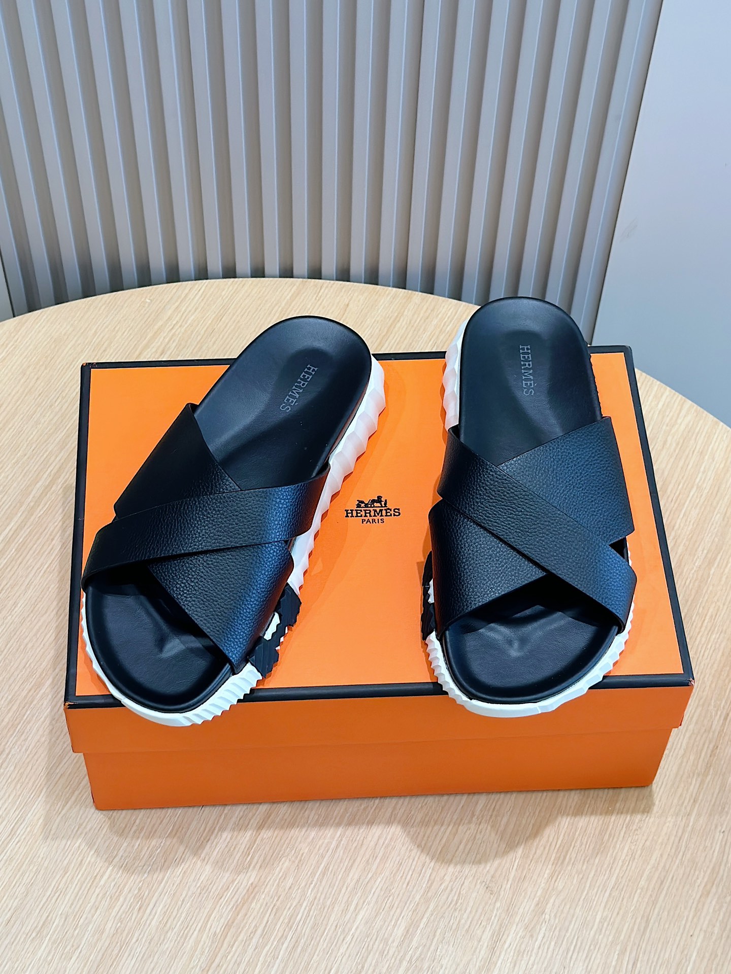 Hermes Men's Izmir Sandal - Stylish Leather Slides with Comfortable Footbed