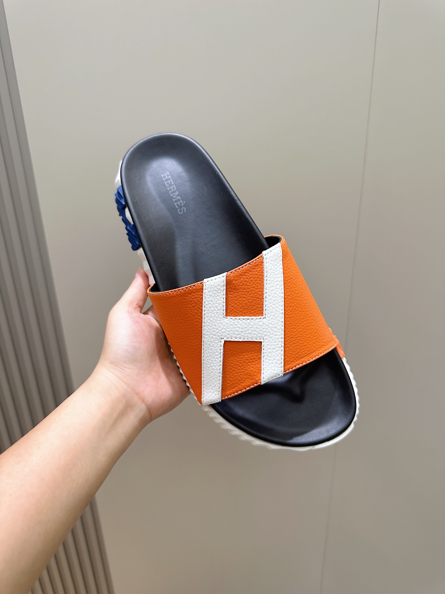 Hermes Men's Sandal Slides - Orange Leather with Signature 'H' Design 5 i1722255835 6091 6