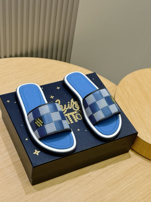 Louis Vuitton Waterfront Blue Monogram Canvas Sandals Slides -Size 39-44 1 Louis Vuitton Waterfront Blue Monogram Canvas Sandals Slides -Size 39-44