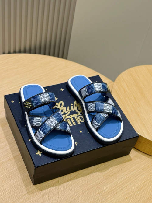Louis Vuitton Waterfront Monogram Canvas Sandals - Blue, Comfortable & Stylish 1 Louis Vuitton Waterfront Monogram Canvas Sandals - Blue, Comfortable & Stylish