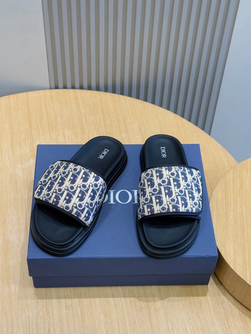 Dior Aqua Men's CD Diamond Pattern Canvas Sandals Slides, Blue 1 Dior Aqua Men's CD Diamond Pattern Canvas Sandals Slides, Blue