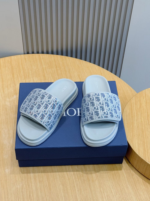 Dior Aqua Men's CD Diamond Pattern Canvas Sandals Slides