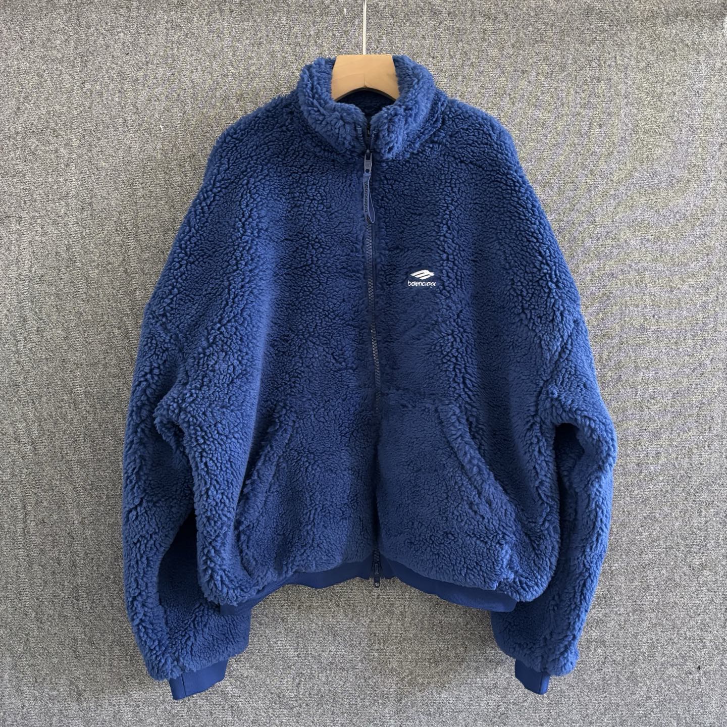 P265 Balenci*ga 2026 SS primavera/verano nuevo modelo, chaqueta de corte oversize con cuello alto, tela de felpa person…