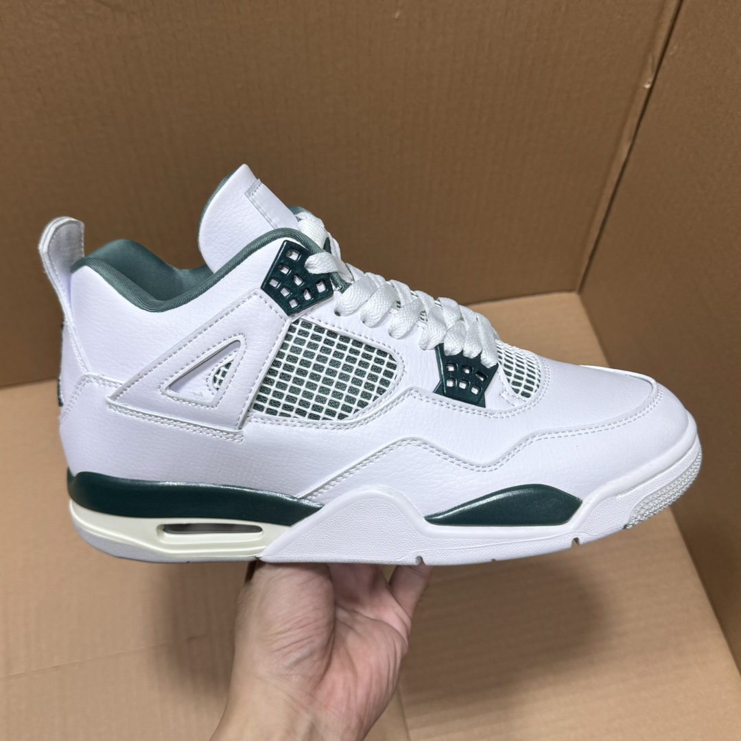 Air Jordan 4 Retro White Pine Green Sneakers, Men's Size 40-48.5
