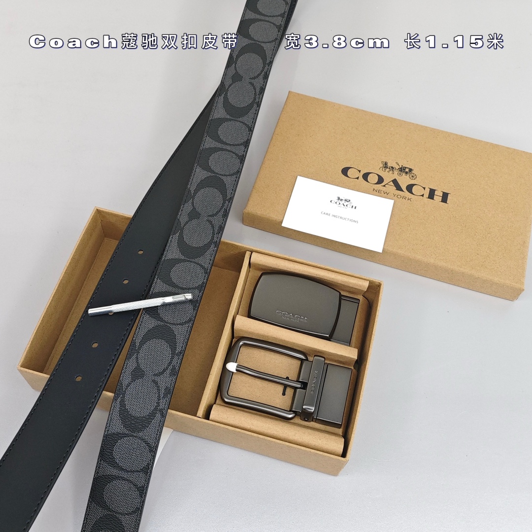 蔻驰双扣皮带💰130(老花带身) 宽3.8cm 长115cm(可裁剪打孔)