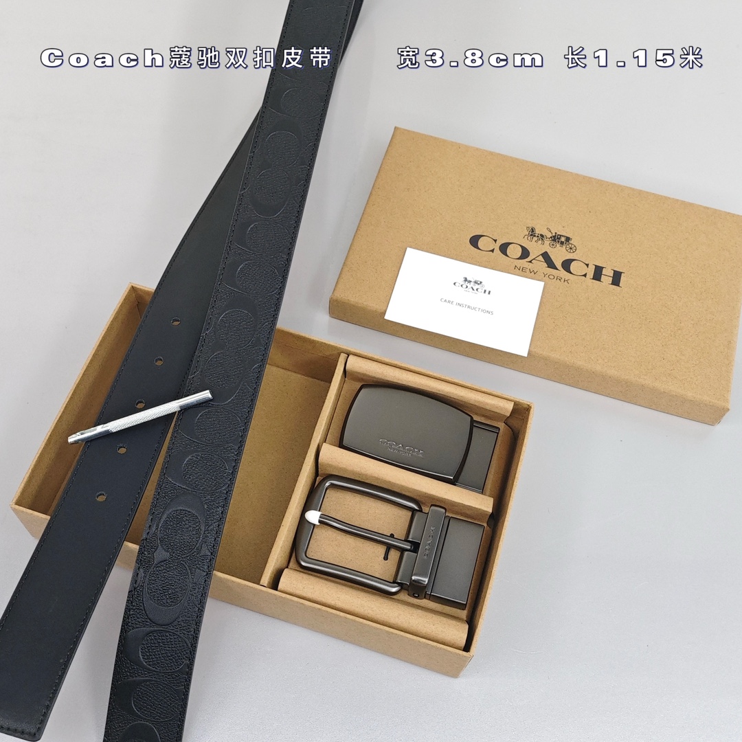 蔻驰双扣皮带💰130(浮雕带身) 宽3.8cm 长115cm(可裁剪打孔)