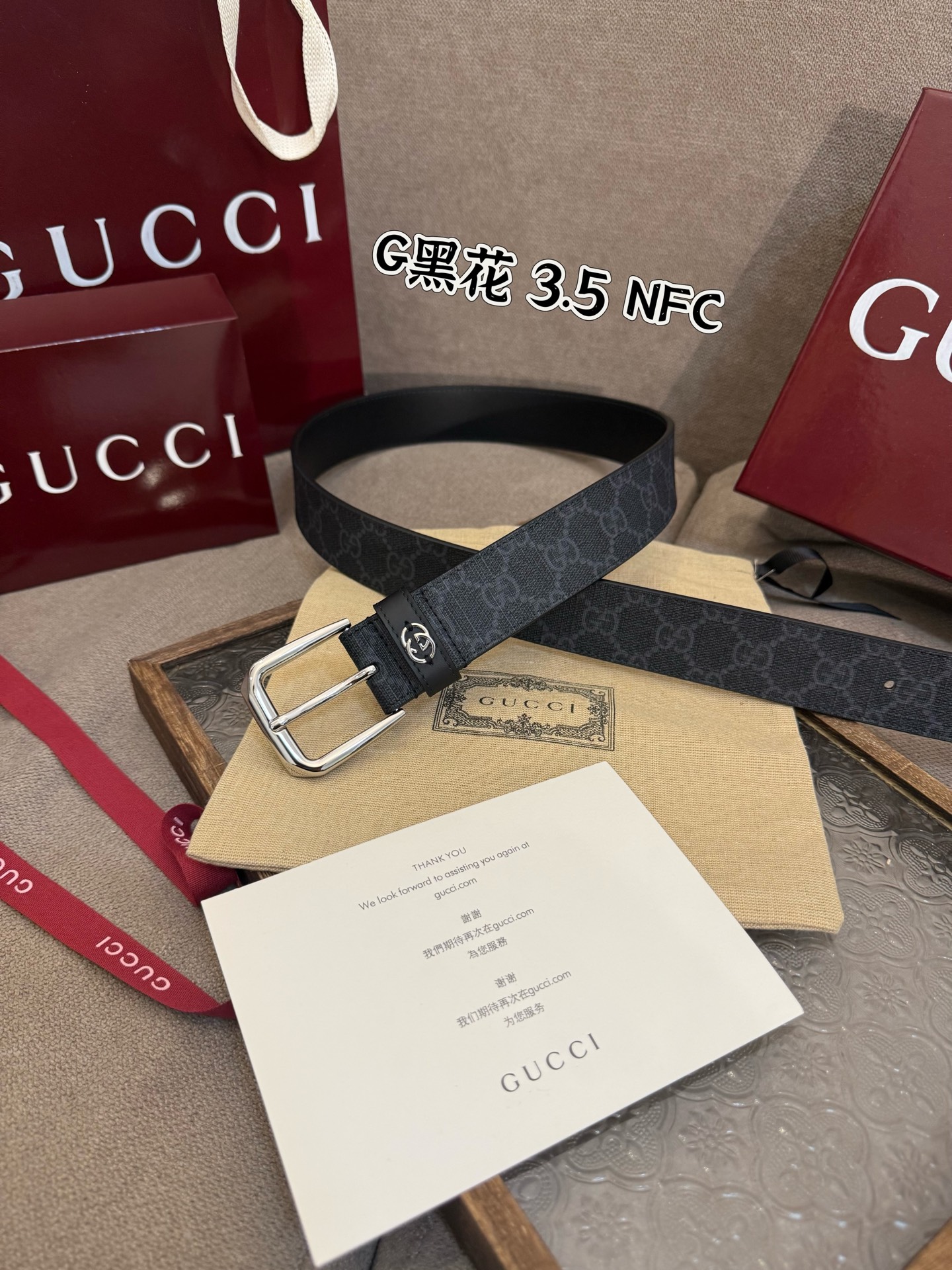 💰200 Gucci新款原单腰带 全套包装 对版楷模,宽度3.5cm,皮圈缝制立体GG五金配饰,方形简约针扣。