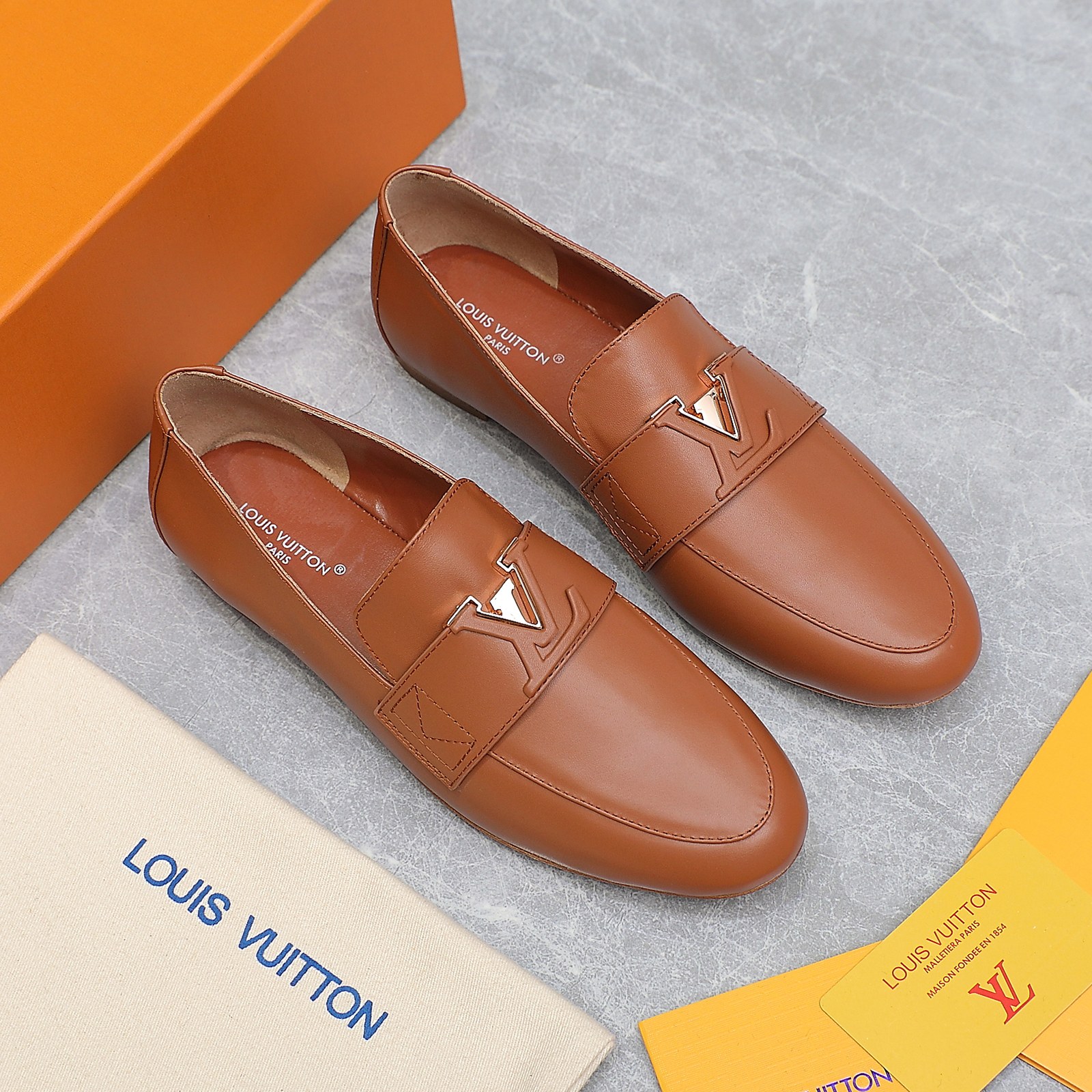 Louis Vuitton Women's Loafers in Brown Leather with Signature Buckle 9 a1705306248241 7256