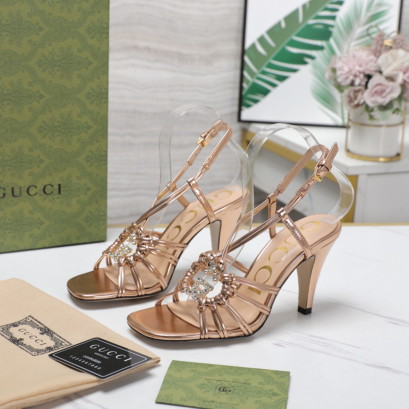 Gucci Crystal Embellished Woven Strap Heeled Sandals - Spring 2025 Collection 4 a1710249391842 7260