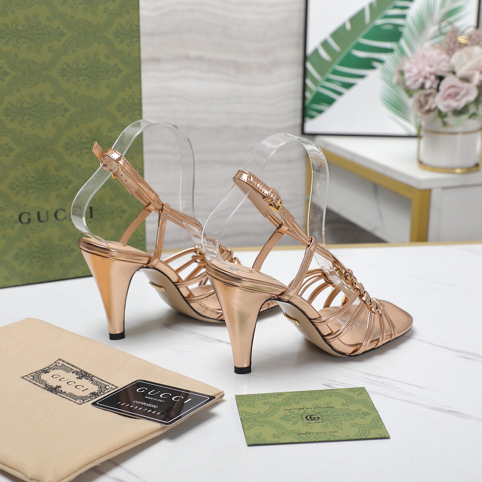 Gucci Crystal Embellished Woven Strap Heeled Sandals - Spring 2025 Collection 7 a1710249391860 0867