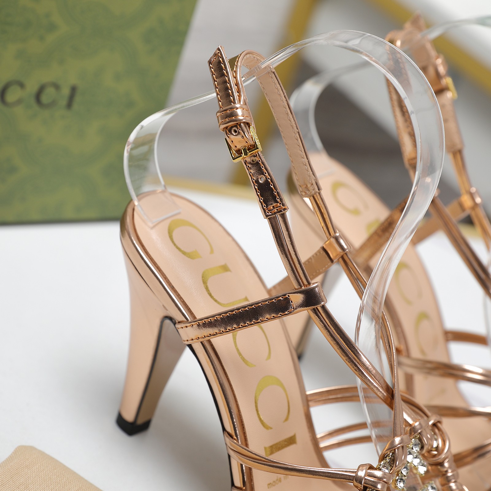 Gucci Crystal Embellished Woven Strap Heeled Sandals - Spring 2025 Collection 8 a1710249391884 0245