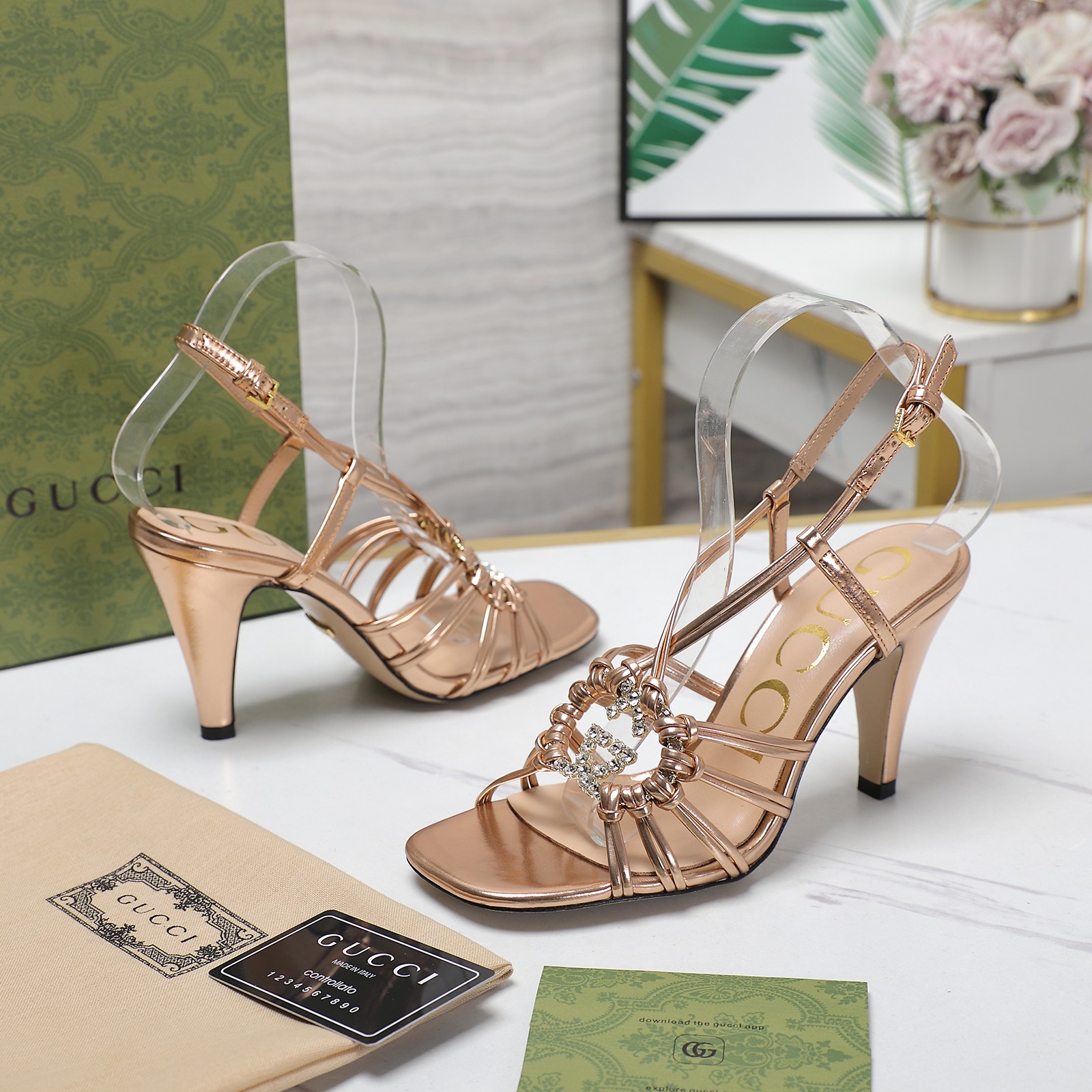 Gucci Crystal Embellished Woven Strap Heeled Sandals - Spring 2025 Collection 9 a1710249393324 7271