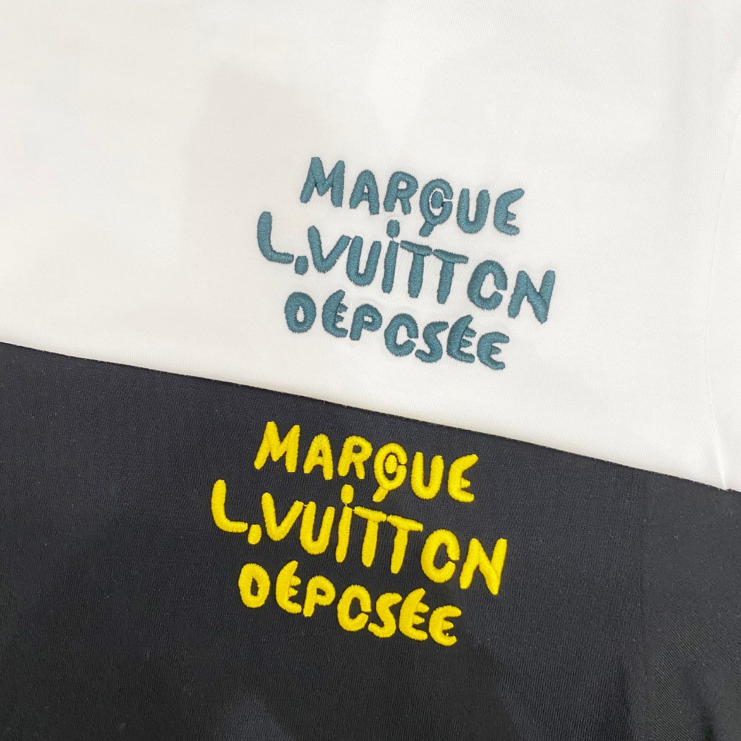  LV  2025ss春夏新款棉质圆领短袖T恤 胸前重工刺绣🪡标识 顶级丝光棉面料定制 标准版型
黑 白
