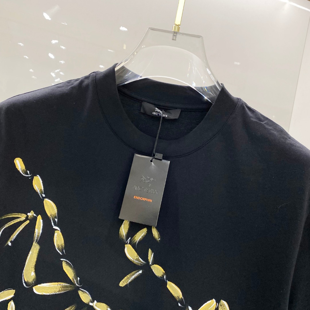  始祖鸟 2025ss春夏新款棉质圆领短袖T恤 胸前手绘涂鸦工艺 顶级丝光棉面料定制 标准版型
黑 白 