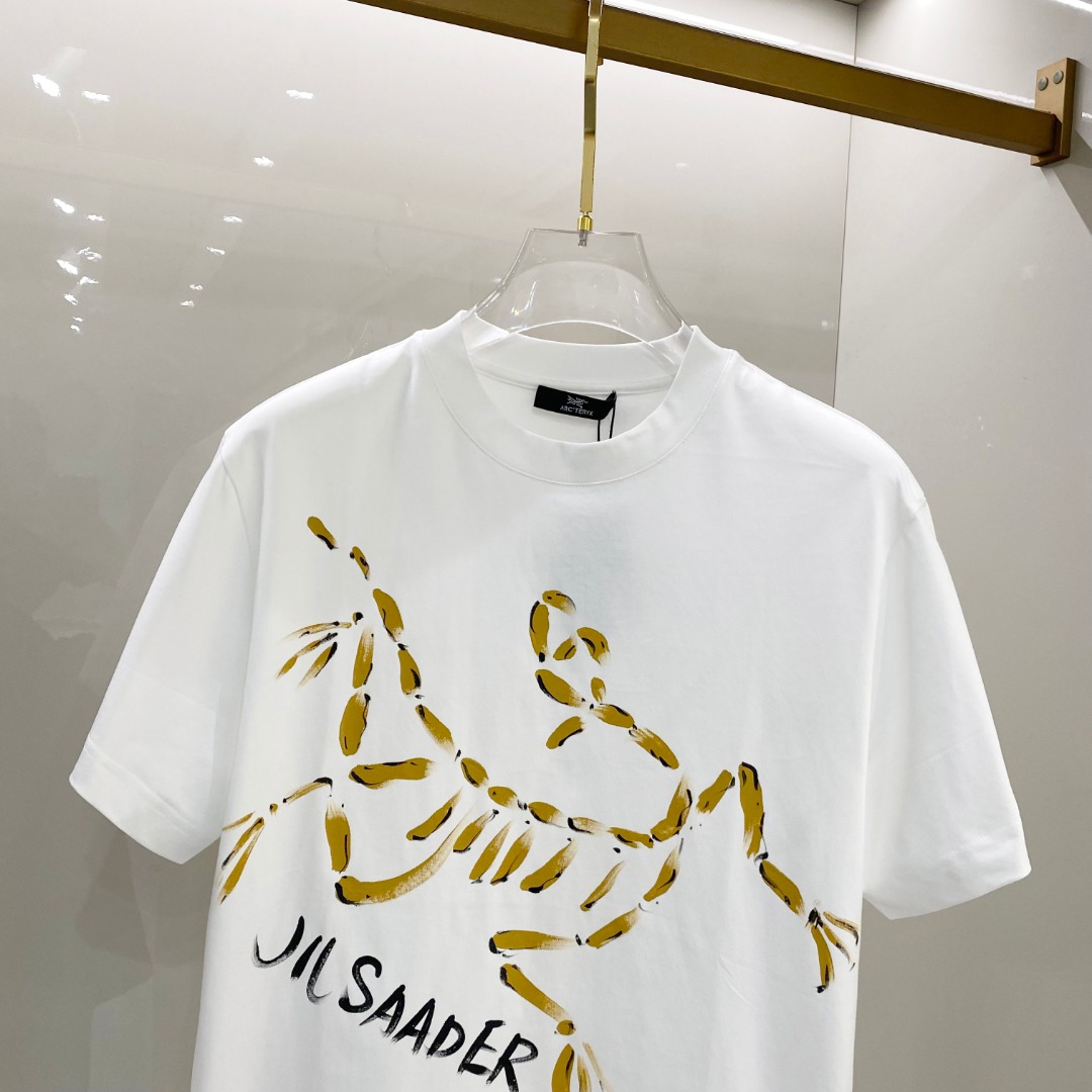  始祖鸟 2025ss春夏新款棉质圆领短袖T恤 胸前手绘涂鸦工艺 顶级丝光棉面料定制 标准版型
黑 白 