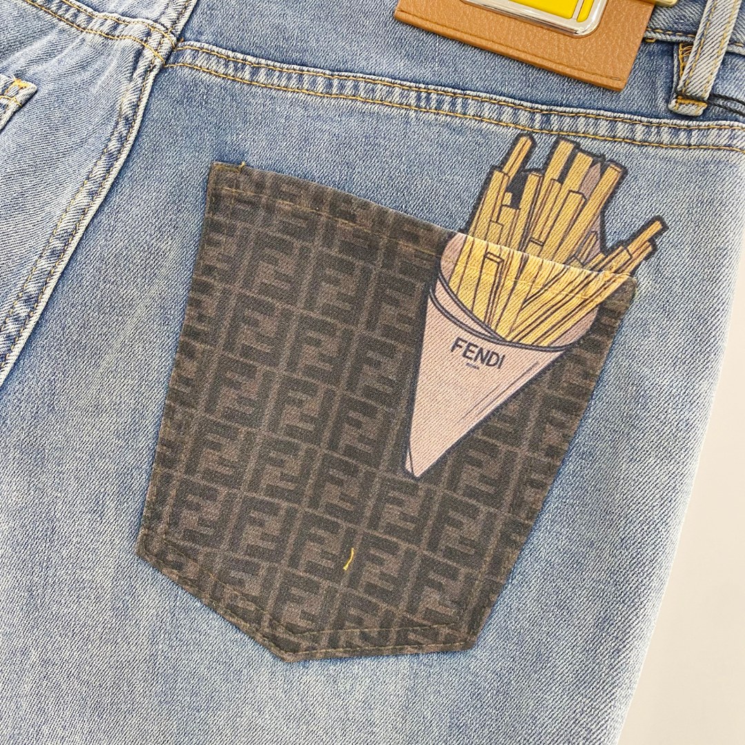  芬迪 2025ss春夏新款修身小脚牛仔裤 完美洗水工艺 定制顶级五金logo 独家定制微弹面料 码数2
