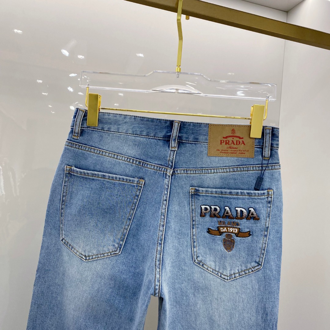  普拉达 2025春夏新款男士休闲牛仔裤，顶级品质！渠道订单，官网同步出售！！原厂订制牛仔全棉材质！适合