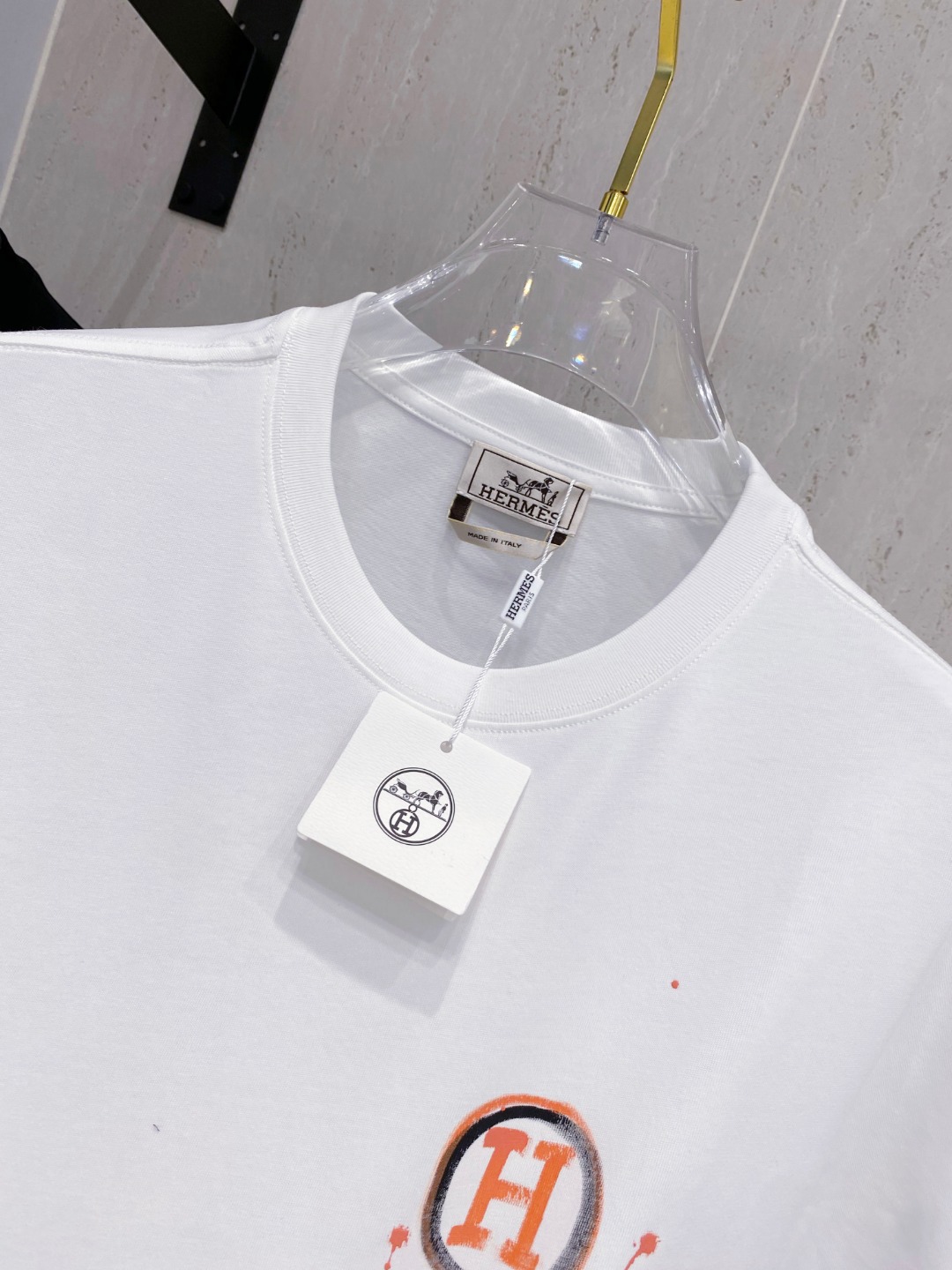 爱马*Hermes 25SS春夏新款首发专柜最新款短袖圆领T恤 手绘高端订制 设计前卫时尚！品牌logo