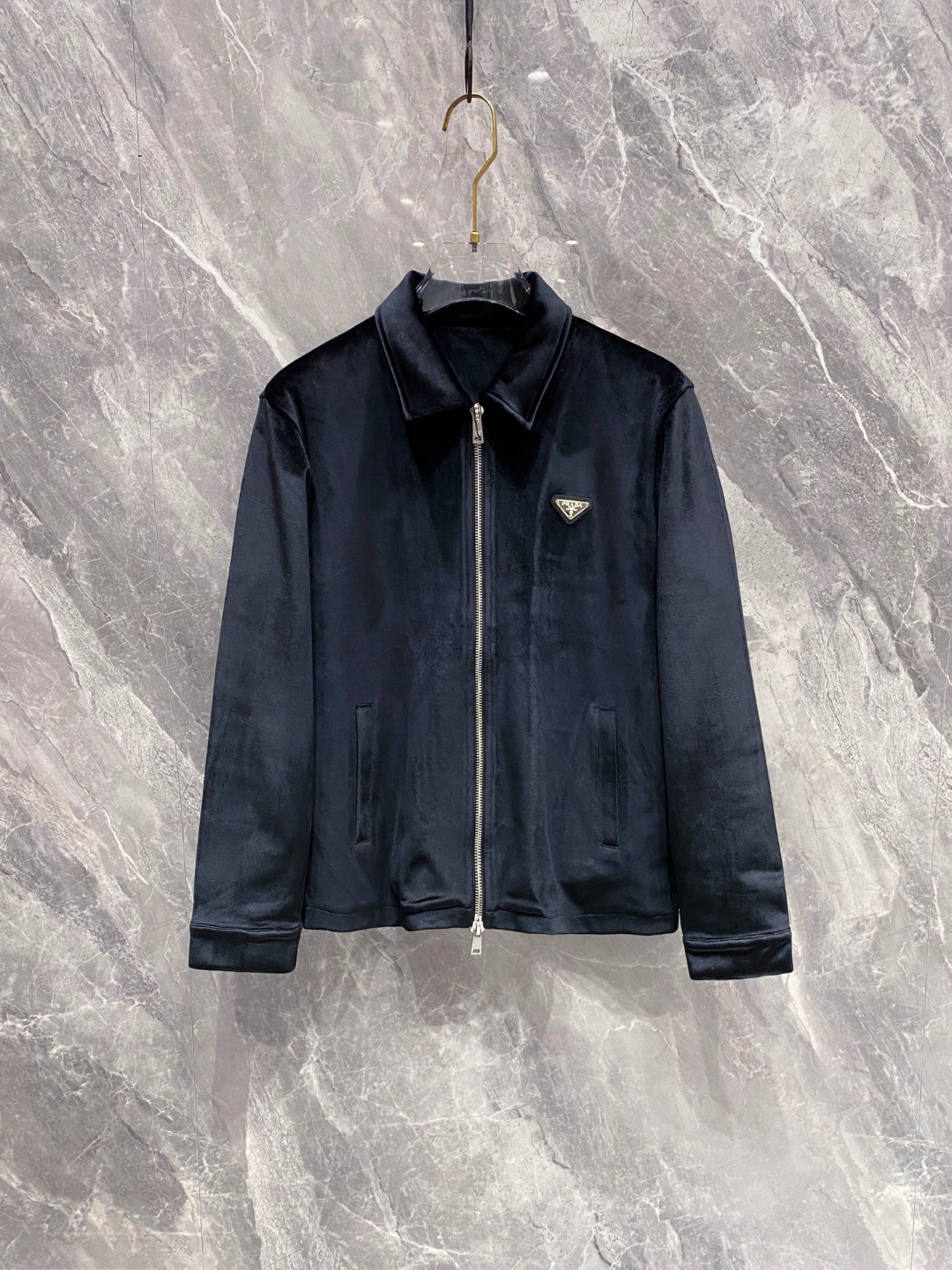 普拉达 25SS丝绒丹宁横须贺夹克●正品35500购入开发●7*7斜纹植绒布●人丝里布●定制1：1链子●