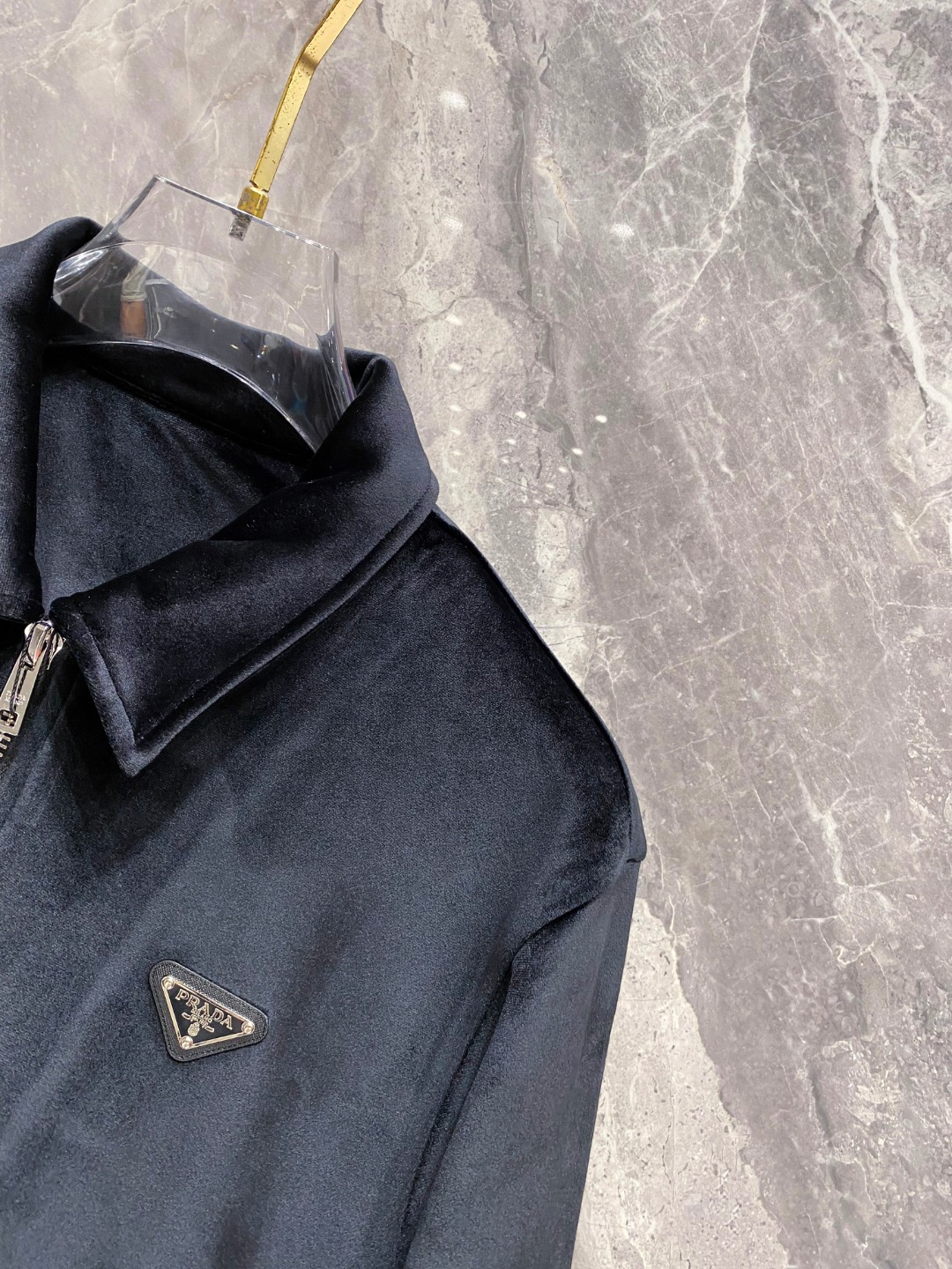 普拉达 25SS丝绒丹宁横须贺夹克●正品35500购入开发●7*7斜纹植绒布●人丝里布●定制1：1链子●