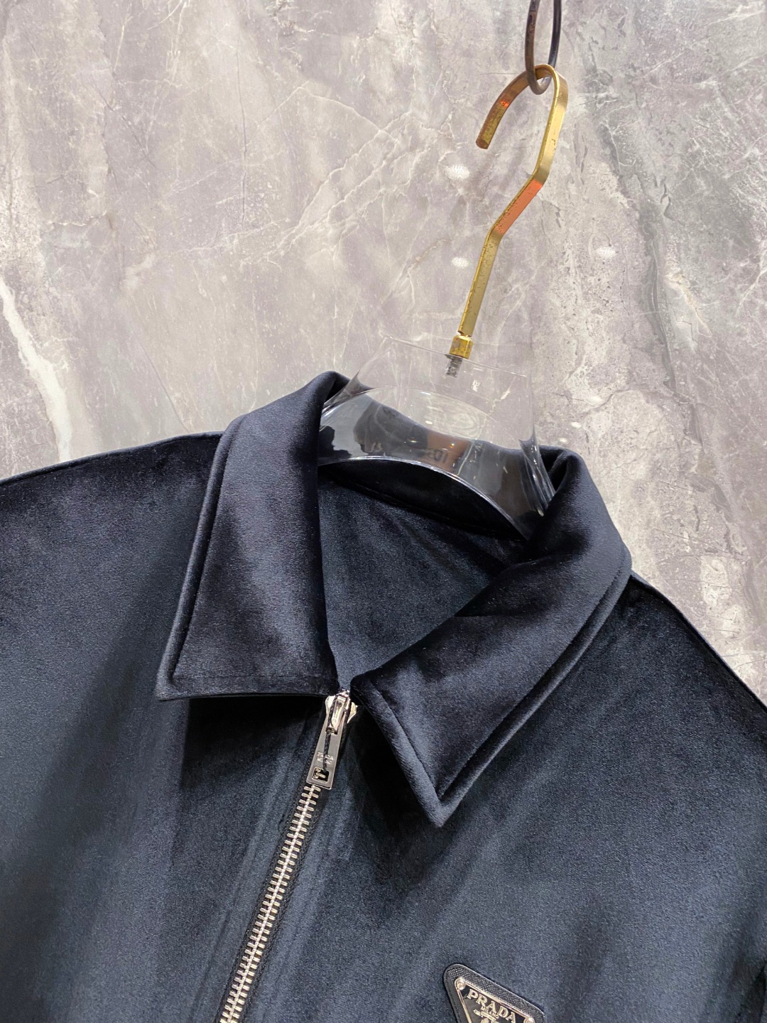 普拉达 25SS丝绒丹宁横须贺夹克●正品35500购入开发●7*7斜纹植绒布●人丝里布●定制1：1链子●