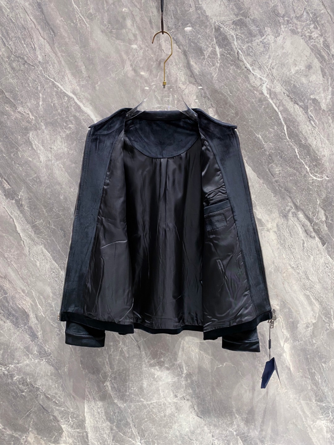 普拉达 25SS丝绒丹宁横须贺夹克●正品35500购入开发●7*7斜纹植绒布●人丝里布●定制1：1链子●