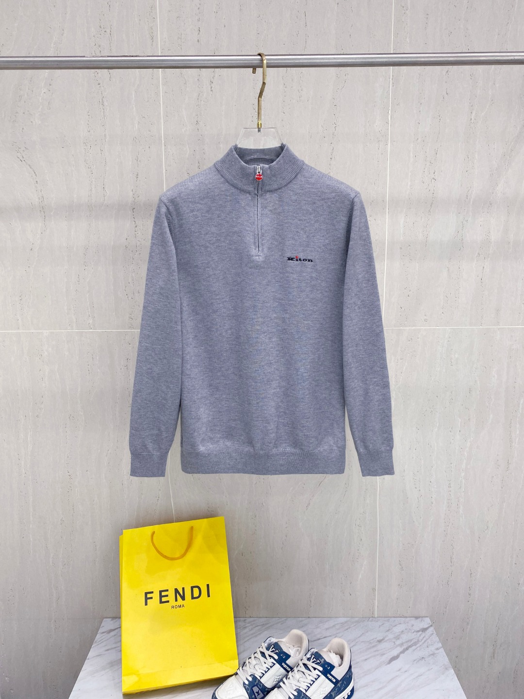 Kiton Men's Half-Zip High Neck Wool Blend Pullover Sweater 2 o 1j6hsiml58j51kr01pkn1iarv320