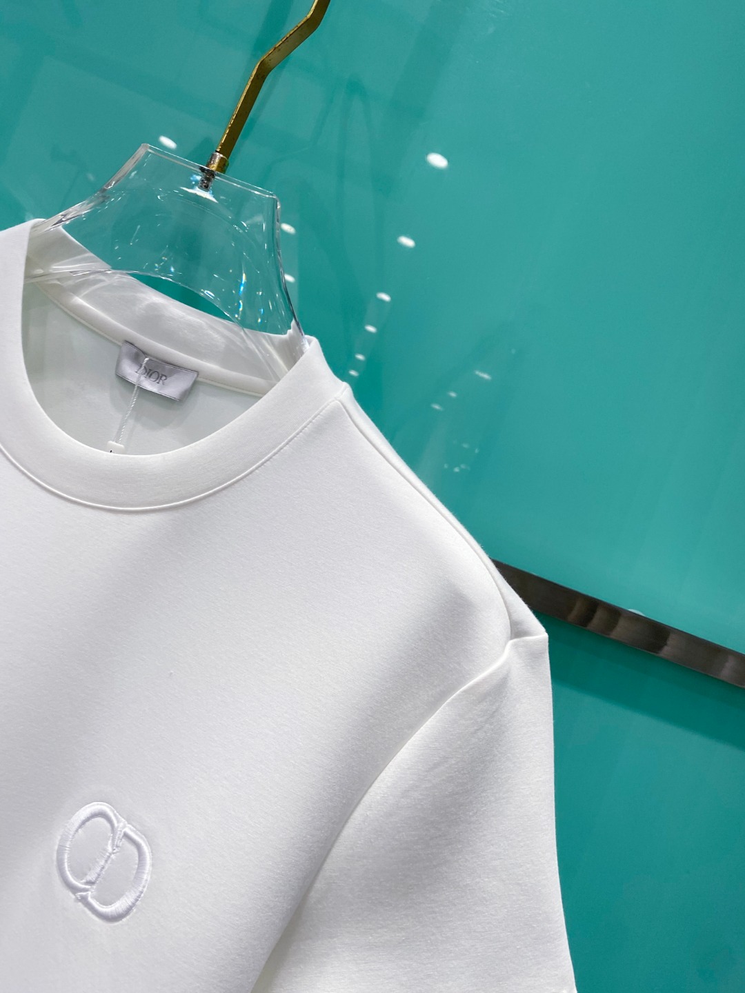 Di#or迪/奥2025秋冬太空棉字母刺绣logo时尚百搭打底圆领短袖衫，精致工艺面料，顶级元素融合打造