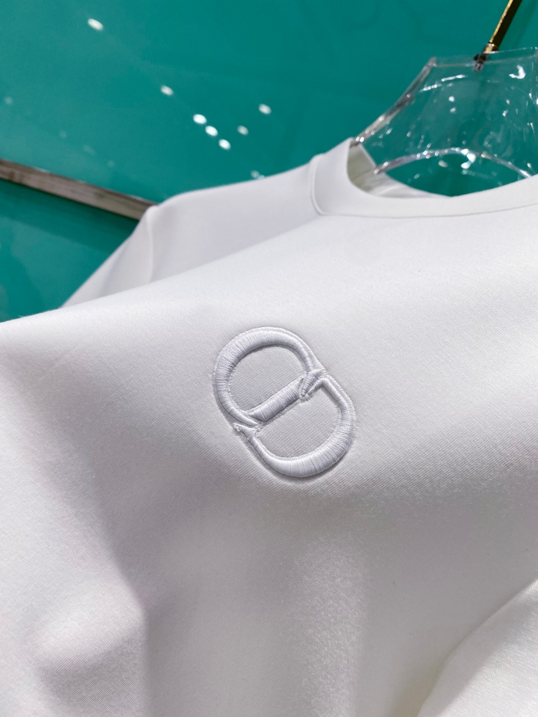 Di#or迪/奥2025秋冬太空棉字母刺绣logo时尚百搭打底圆领短袖衫，精致工艺面料，顶级元素融合打造