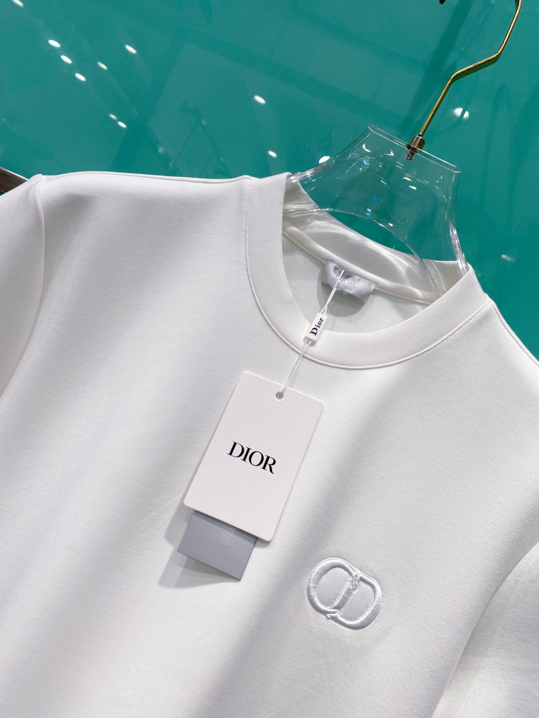 Di#or迪/奥2025秋冬太空棉字母刺绣logo时尚百搭打底圆领短袖衫，精致工艺面料，顶级元素融合打造