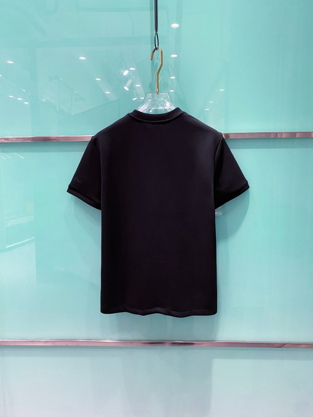 Di#or迪/奥2025秋冬太空棉字母刺绣logo时尚百搭打底圆领短袖衫，精致工艺面料，顶级元素融合打造