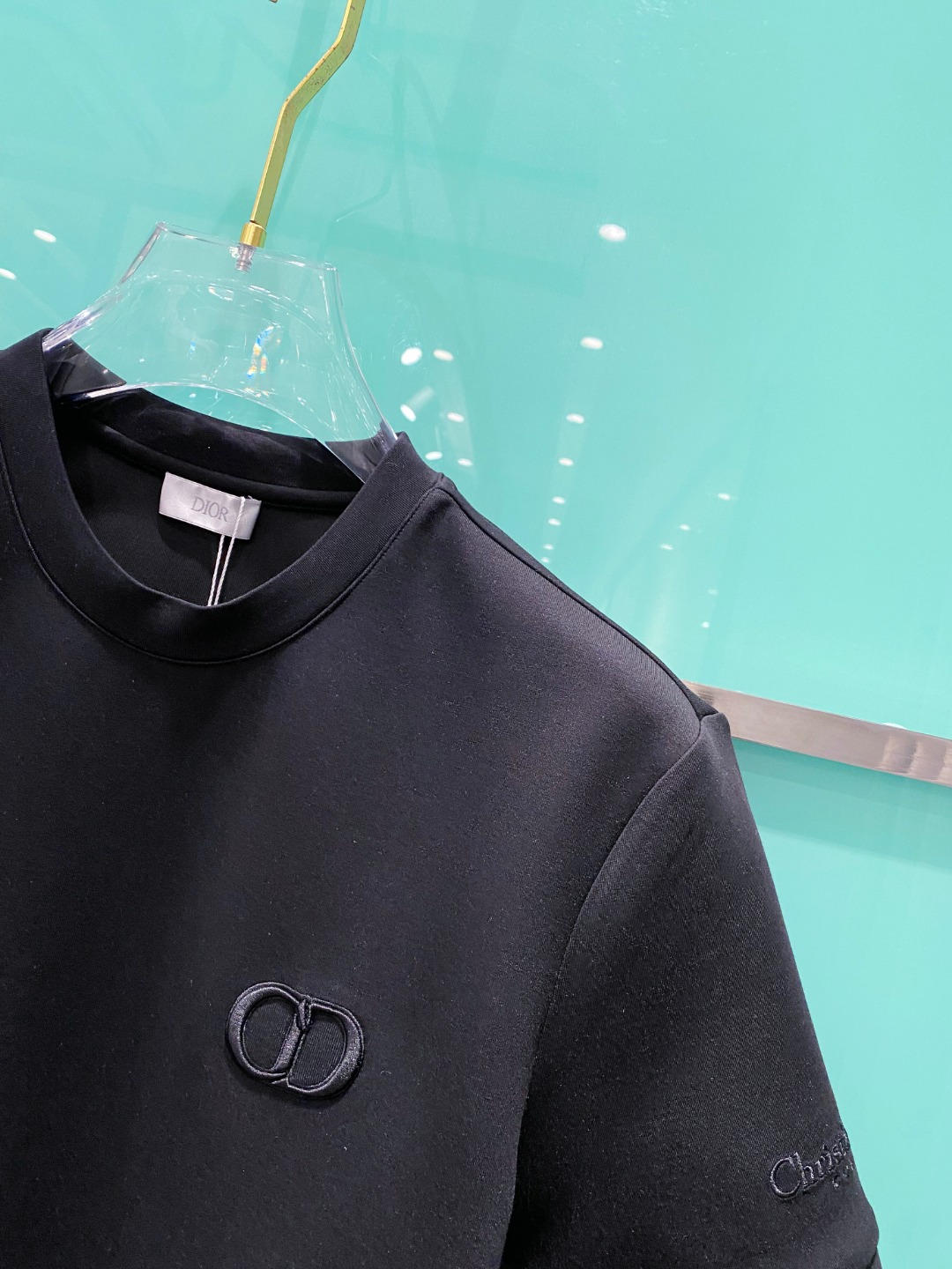 Di#or迪/奥2025秋冬太空棉字母刺绣logo时尚百搭打底圆领短袖衫，精致工艺面料，顶级元素融合打造