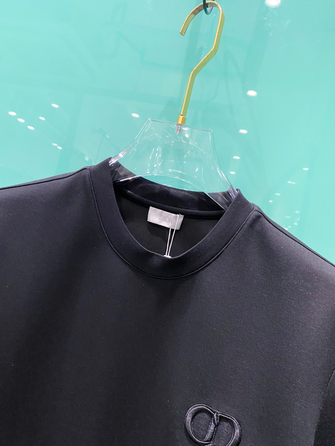 Di#or迪/奥2025秋冬太空棉字母刺绣logo时尚百搭打底圆领短袖衫，精致工艺面料，顶级元素融合打造