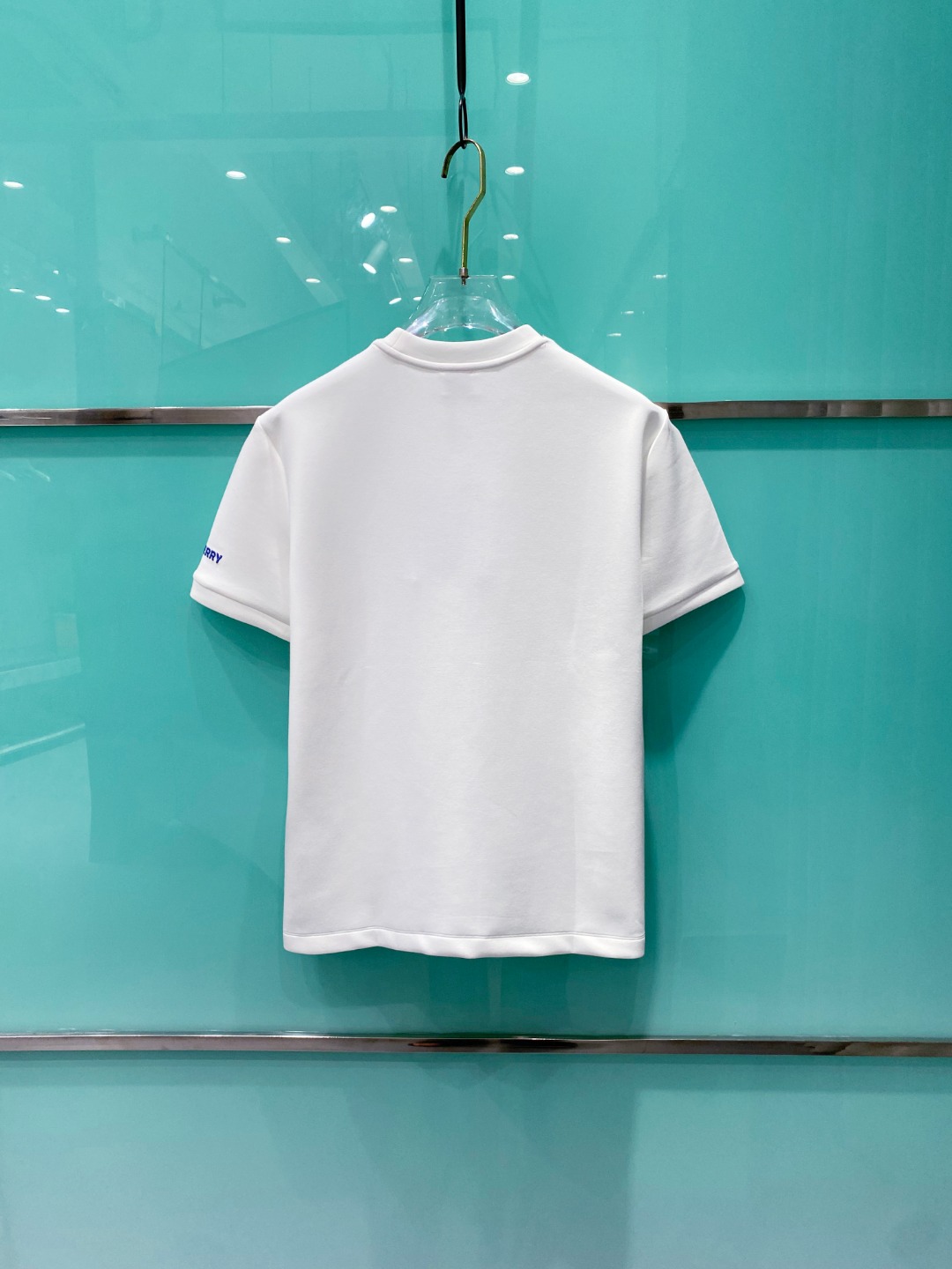 BURBE#RRY 巴宝莉2025秋冬太空棉字母刺绣logo时尚百搭打底圆领短袖衫，精致工艺面料，顶级元