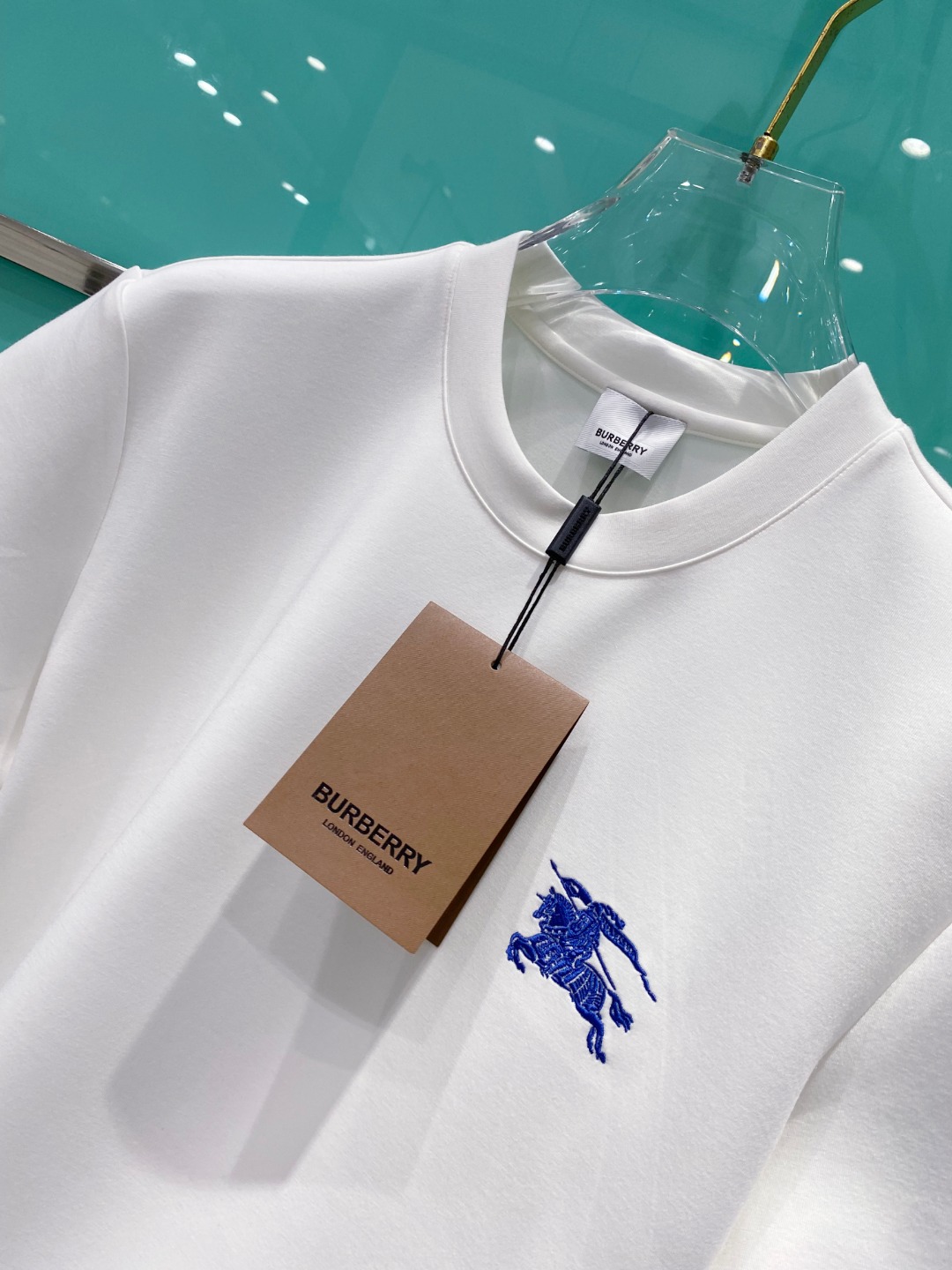 BURBE#RRY 巴宝莉2025秋冬太空棉字母刺绣logo时尚百搭打底圆领短袖衫，精致工艺面料，顶级元