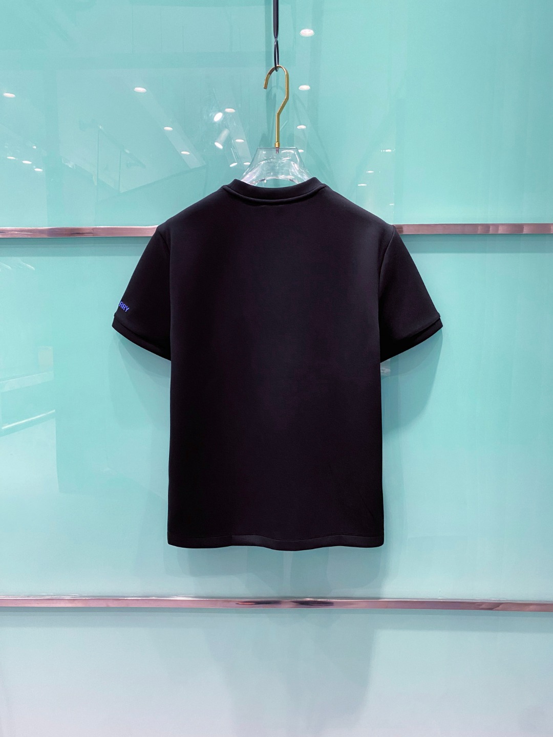 BURBE#RRY 巴宝莉2025秋冬太空棉字母刺绣logo时尚百搭打底圆领短袖衫，精致工艺面料，顶级元