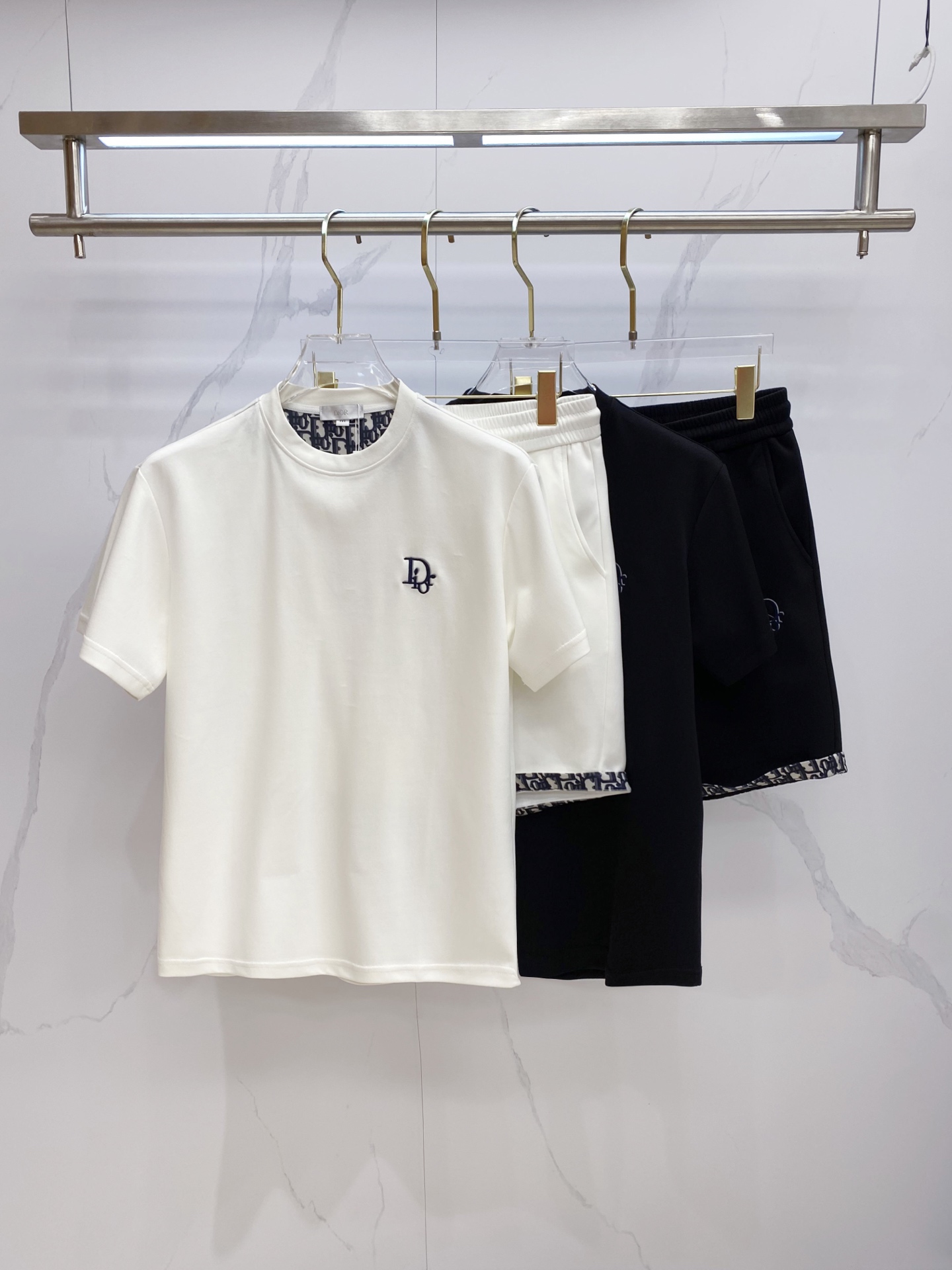 Dior D Logo Embroidery T-shirt Shorts Set