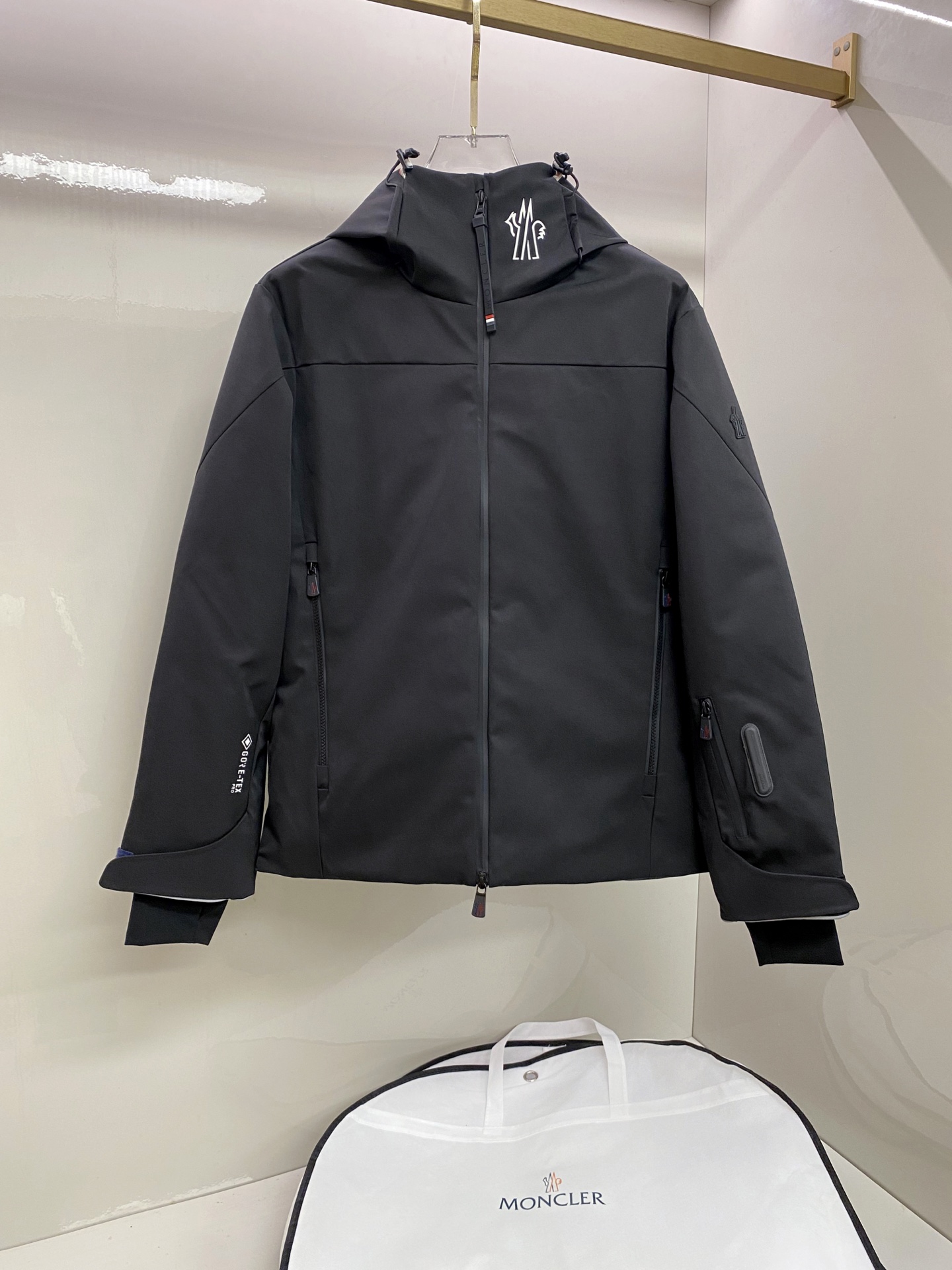 Moncler Black Stand Collar Zip Jacket