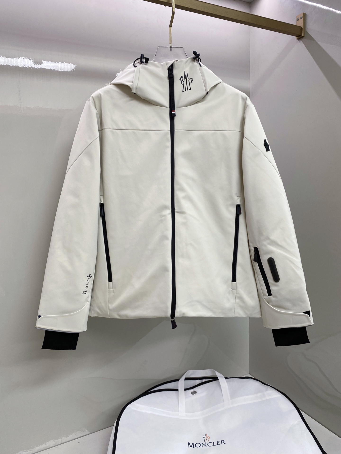 Moncler White Stand Collar Zip Jacket