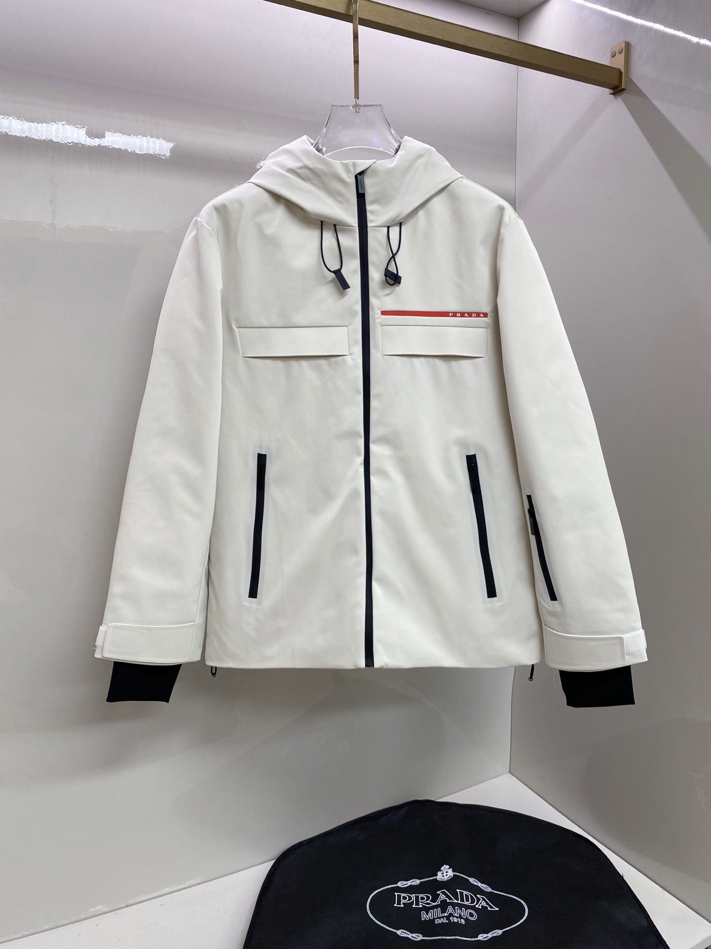 Prada White Hooded Pocket Jacket