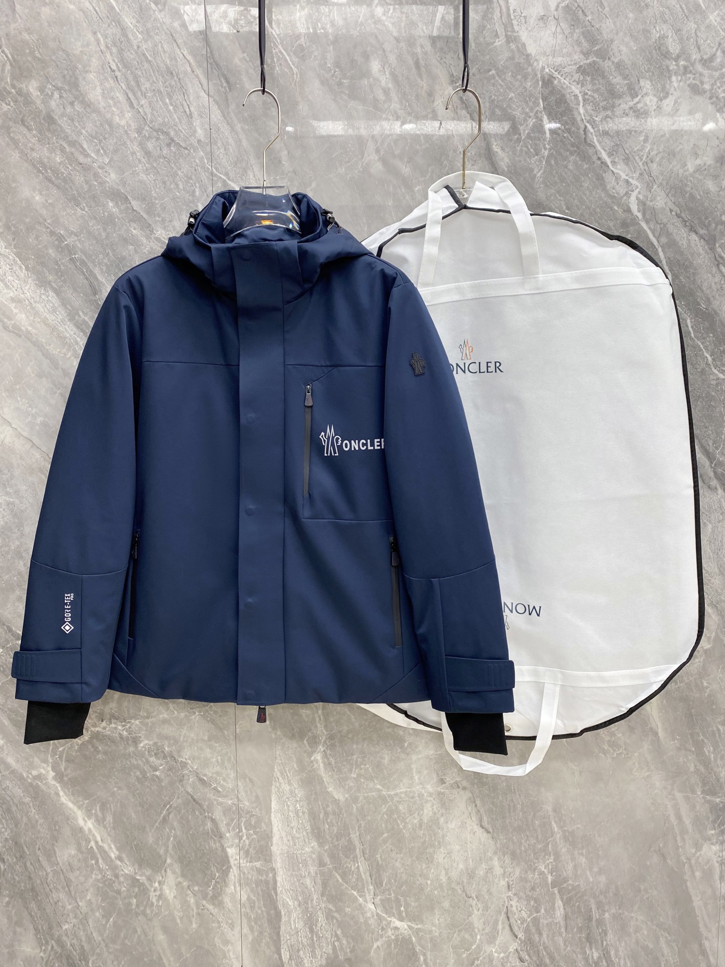 Moncler Navy Logo Hooded Jacket
