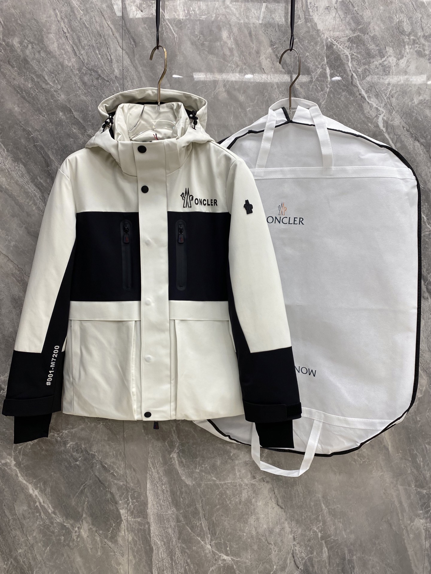 Moncler Black and White Hooded Jacket