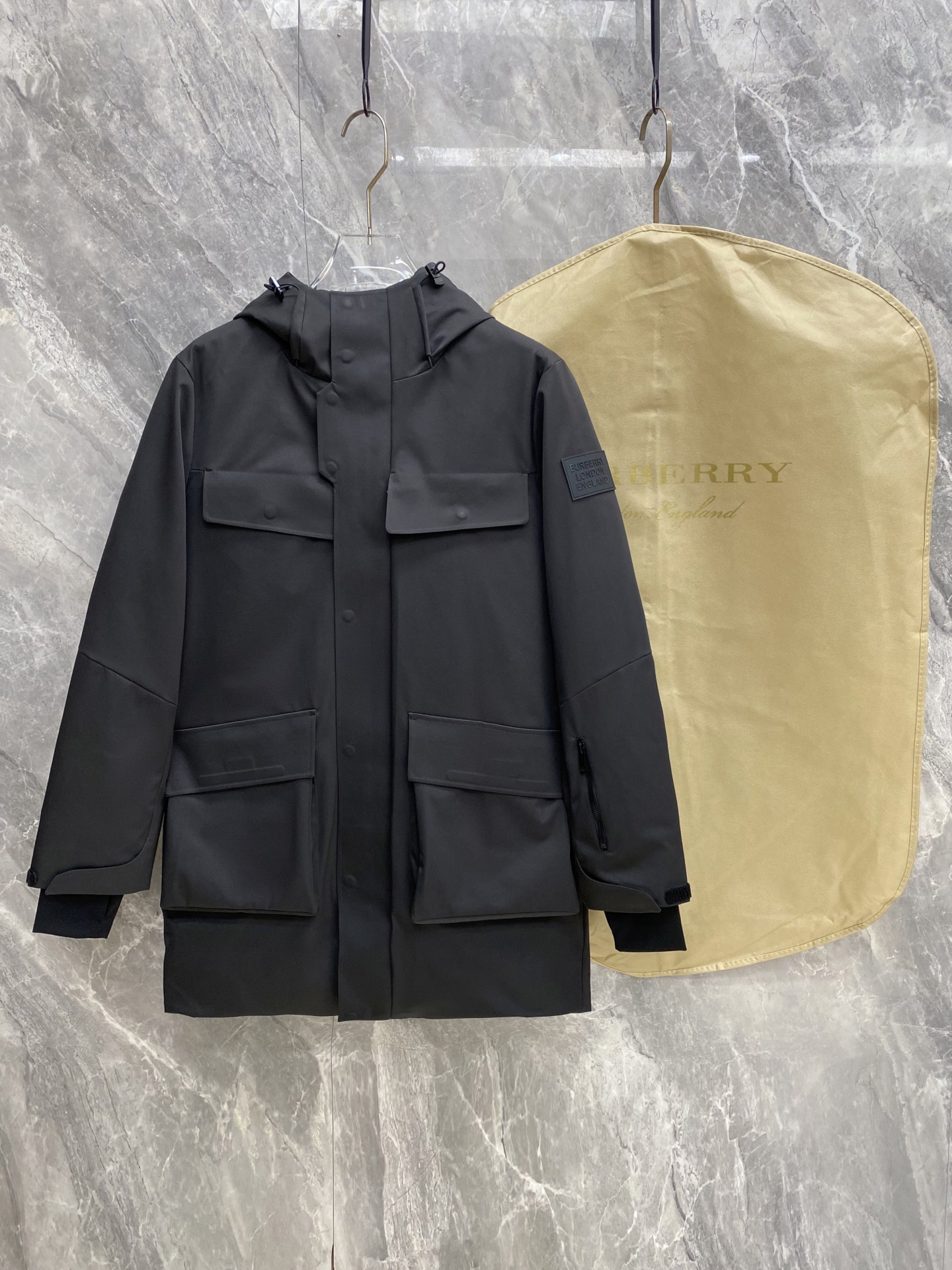 Burberry Black Hooded Pocket Jacket